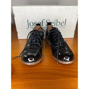 Josef Seibel Sienna 73 Black Patent Leather Oxford Shoes Size 5 EU 36